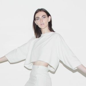 Laurs Kemp raw silk white square top